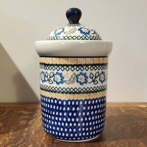 Ceramika Artystyczna Handpainted Polish Pottery Canister Jar with Lid